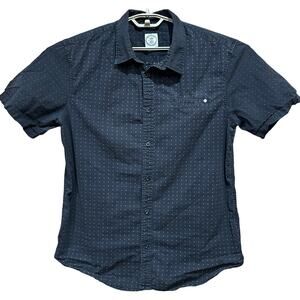 Voyager Shirt Men XL Gray Polka Dots Button Up Short Sleeve Cotton Blend Preppy